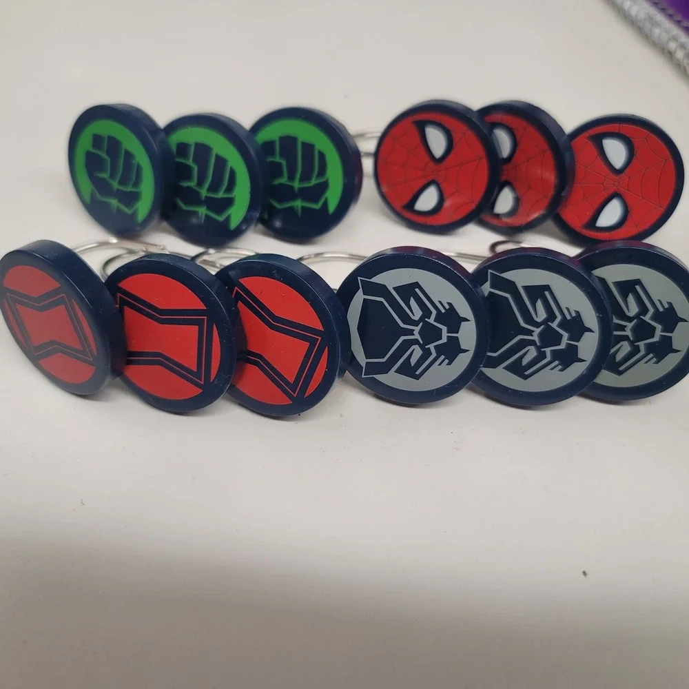 Marvel Superhero Shower Curtain Hooks Set Hulk Spider Man Black Panther
